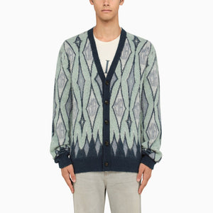 AMIRI Blue Argyle Cardigan for Men - FW23 Collection