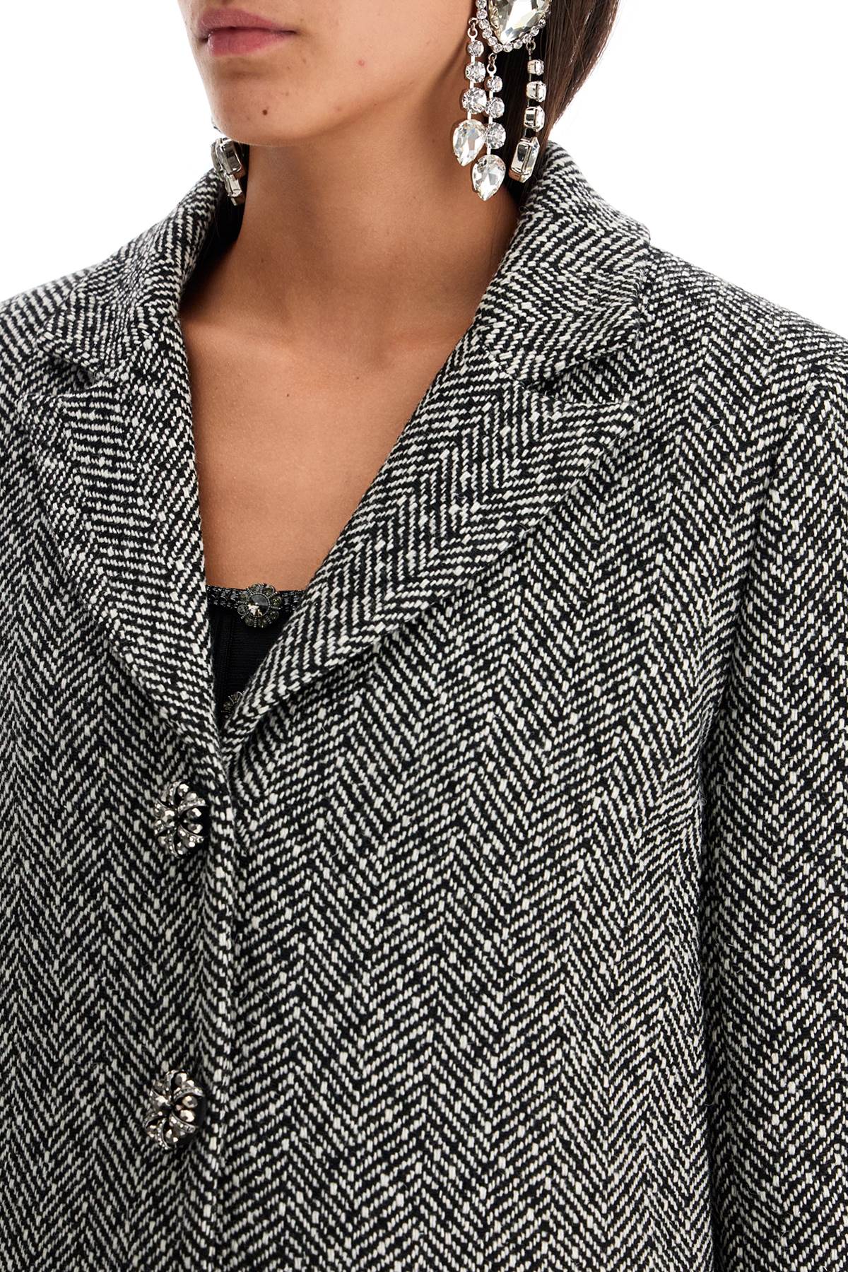 SELF-PORTRAIT Houndstooth Three-Button Blazer (UK Size 6)