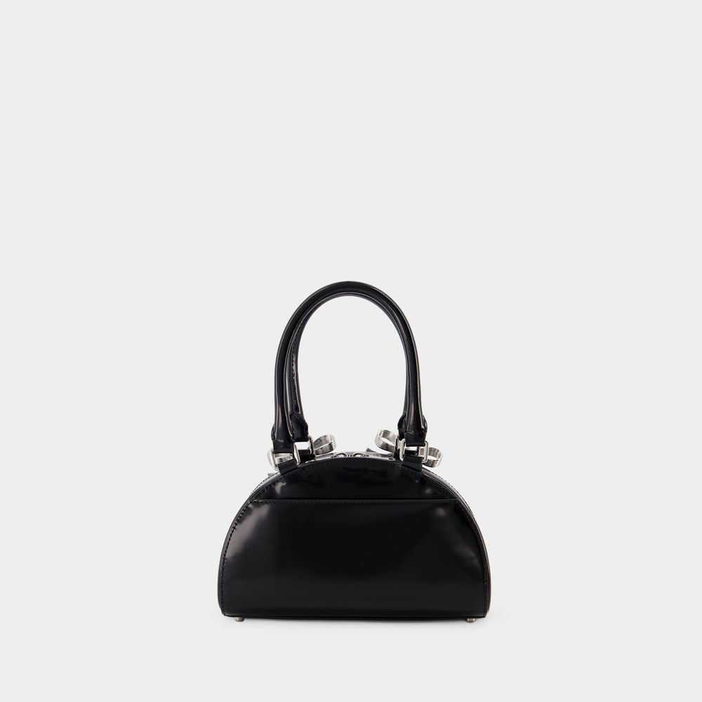 SELF-PORTRAIT Chic Curved Mini Leather Handbag