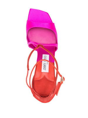 Giày Jimmy Choo Azia màu tím Fuchsia cho nữ - Giày Sandal 95MM cho mùa xuân và hè 2024