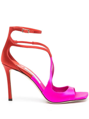 Giày Jimmy Choo Azia màu tím Fuchsia cho nữ - Giày Sandal 95MM cho mùa xuân và hè 2024