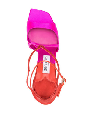 Giày Jimmy Choo Azia màu tím Fuchsia cho nữ - Giày Sandal 95MM cho mùa xuân và hè 2024