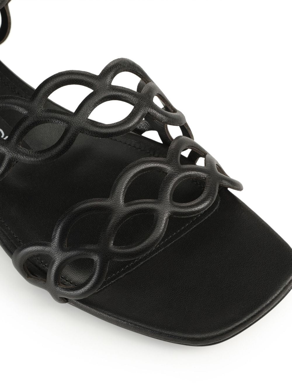 SERGIO ROSSI Black Leather Mermaid Sandals for Women