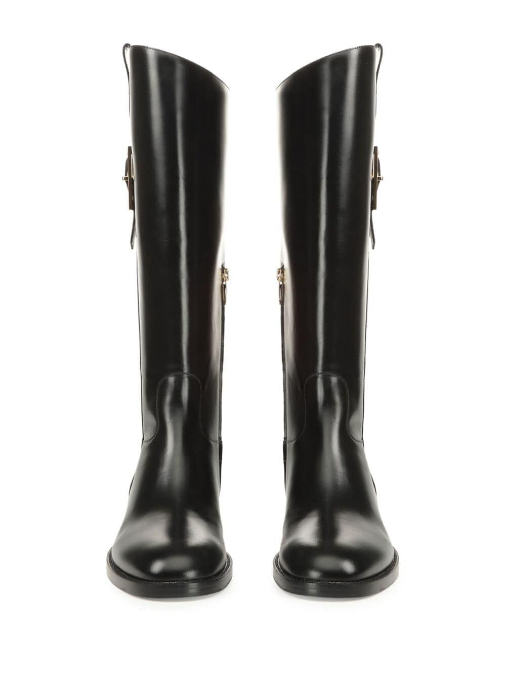 SERGIO ROSSI Glossy Leather Knee-High Boots