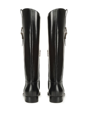 SERGIO ROSSI Glossy Leather Knee-High Boots