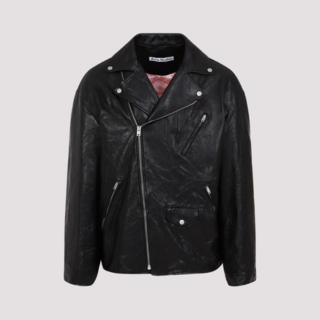 ACNE STUDIOS Men's Black Leather Jacket for SS24 Collection