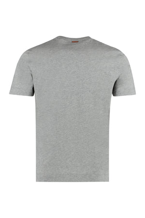 ZEGNA Elegant Grey Cotton Tee with Sleek Logo