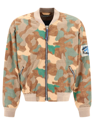 ACNE STUDIOS Beige Camouflage Print Bomber Jacket for Men - SS24 Collection