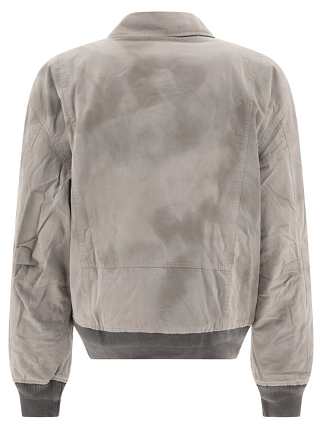 ACNE STUDIOS Men's Grey Cotton Bomber Jacket with Contrasting Interior