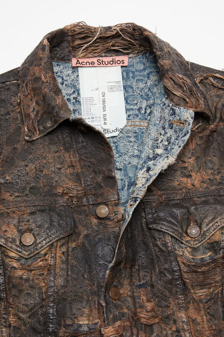 ACNE STUDIOS Distressed Monogram Coated Denim Jacket for Men