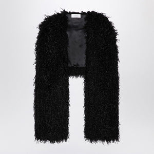 MAX MARA SPORTMAX Chic Black Faux Fur Shrug with Crop Design for Women