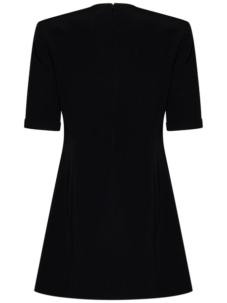 BALMAIN Elegant Mini Dress with Gold Buttons and Padded Shoulders