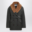 MARGAUX LONNBERG Bardem Double-Breasted Jacket with Shearling Collar