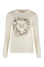 MAX MARA Wool and Cashmere Sweater with Ribbed Knit Edges and Embroidered Details