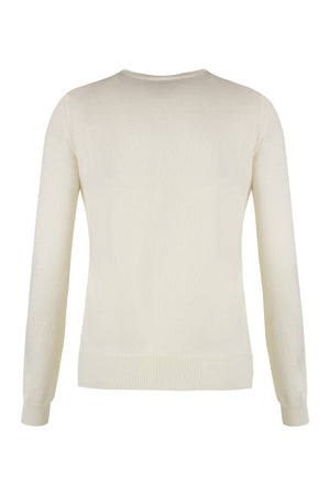 MAX MARA Wool and Cashmere Sweater with Ribbed Knit Edges and Embroidered Details