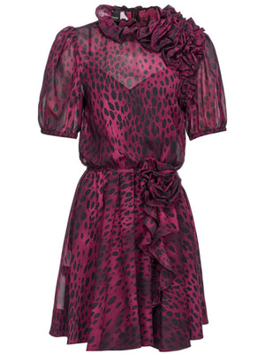 PINKO Mini Frilled Cheetah Print Dress