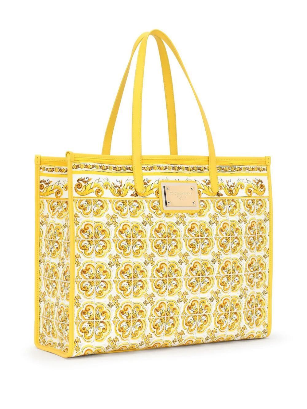 DOLCE & GABBANA Women's Large Yellow Canvas Tote Shopping Bag for Fall/Winter 2024