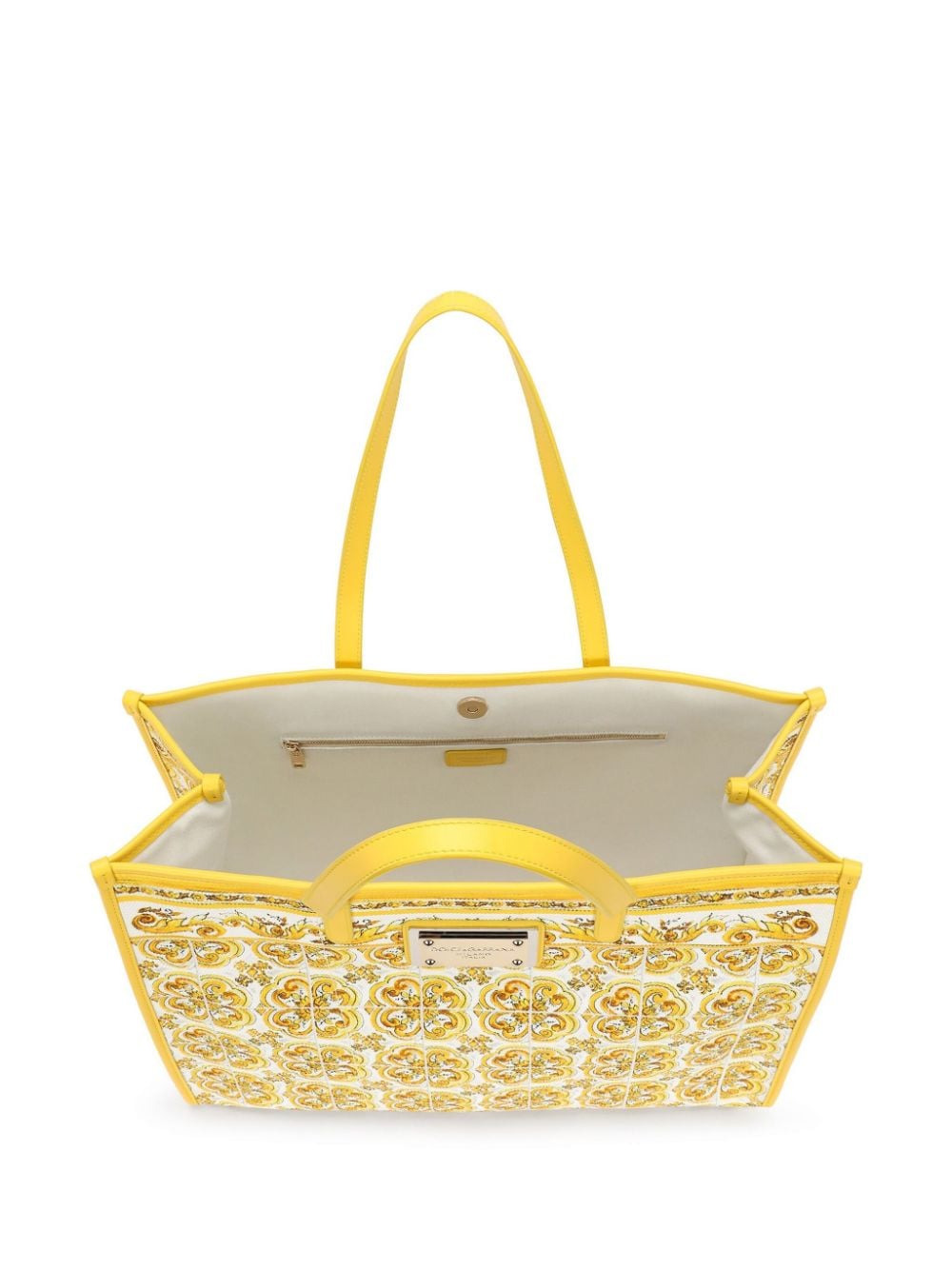 Túi Tote Rộng Lớn Majolica Cao Cấp Với Viền Da Và Hoạ Tiết Vàng