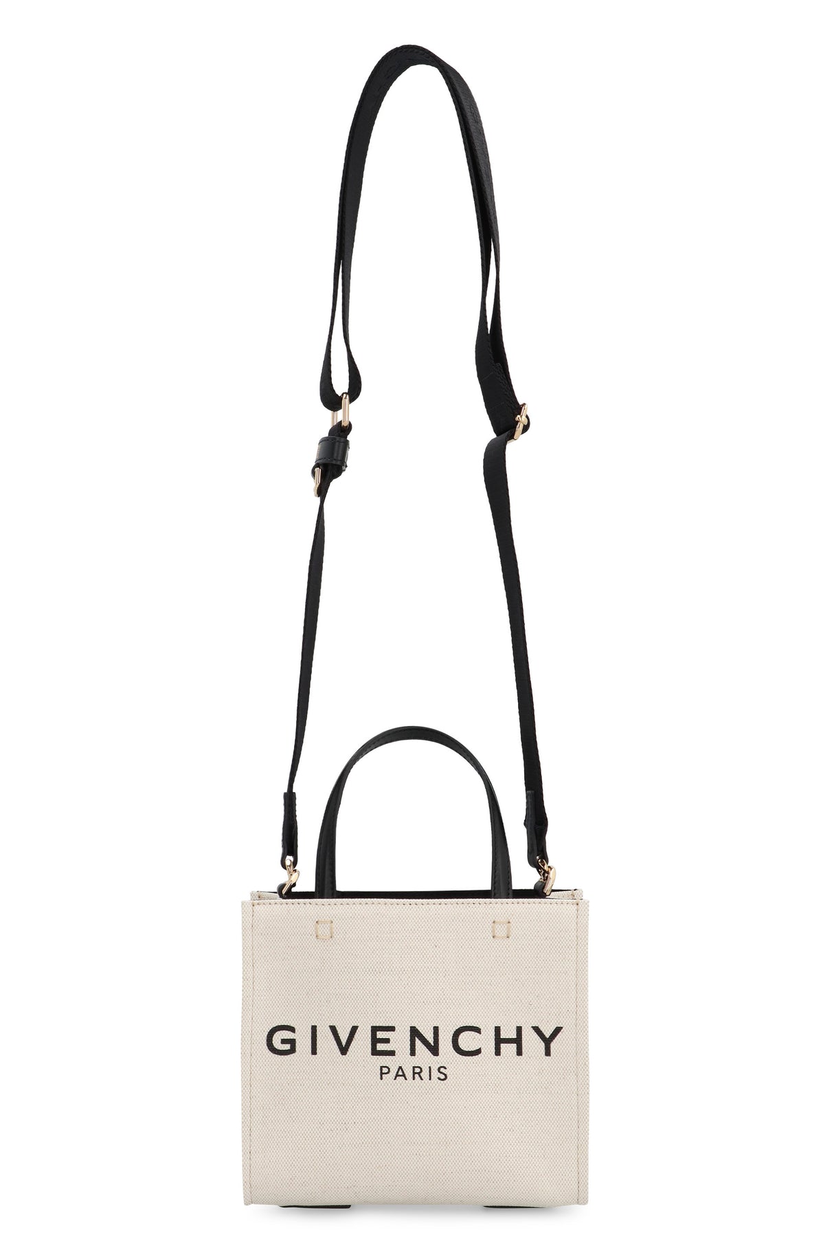 GIVENCHY Chic Mini Canvas Tote with Leather Accents and Gold-Tone Hardware