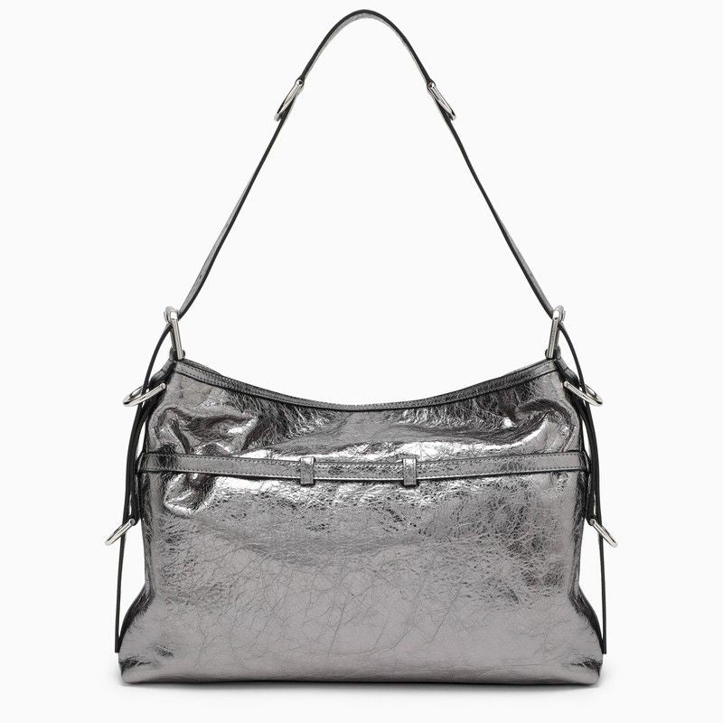 Túi đeo vai da laminated màu bạc cho phụ nữ