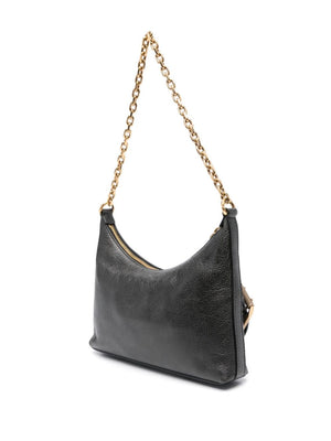GIVENCHY Black Leather Shoulder Handbag with Chain-Link Strap and Gilded Details