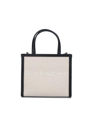 GIVENCHY Mini Framed Beige Tote Handbag with Chain Strap for Women