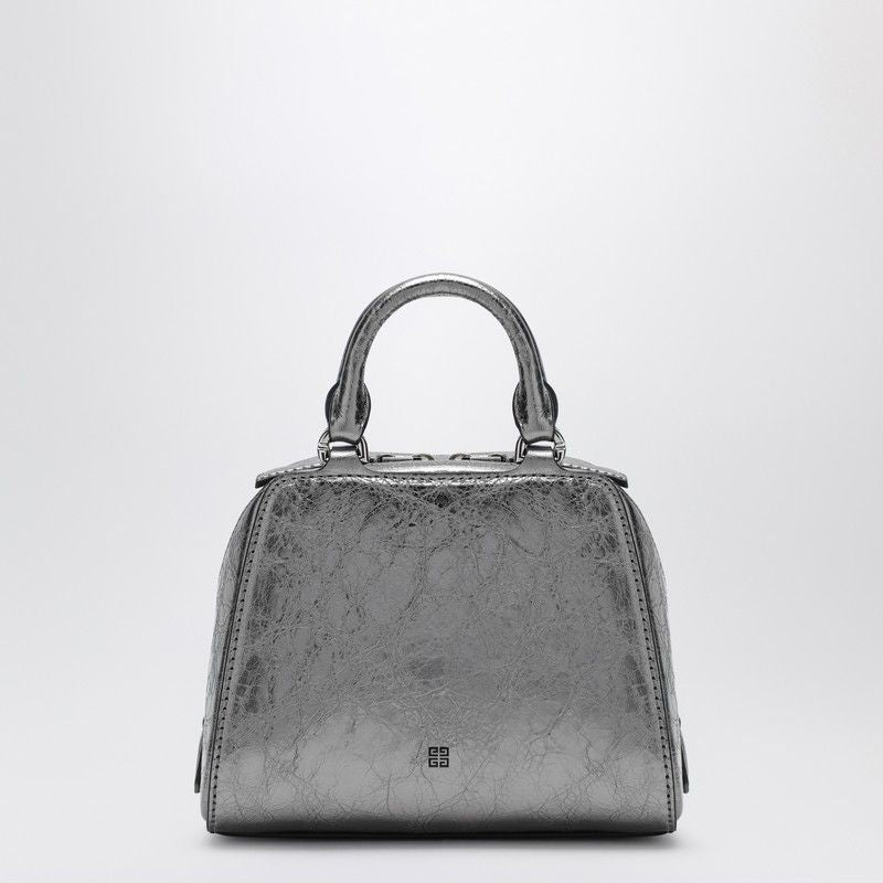 GIVENCHY Elegant Silver Grey Cube Mini Handbag