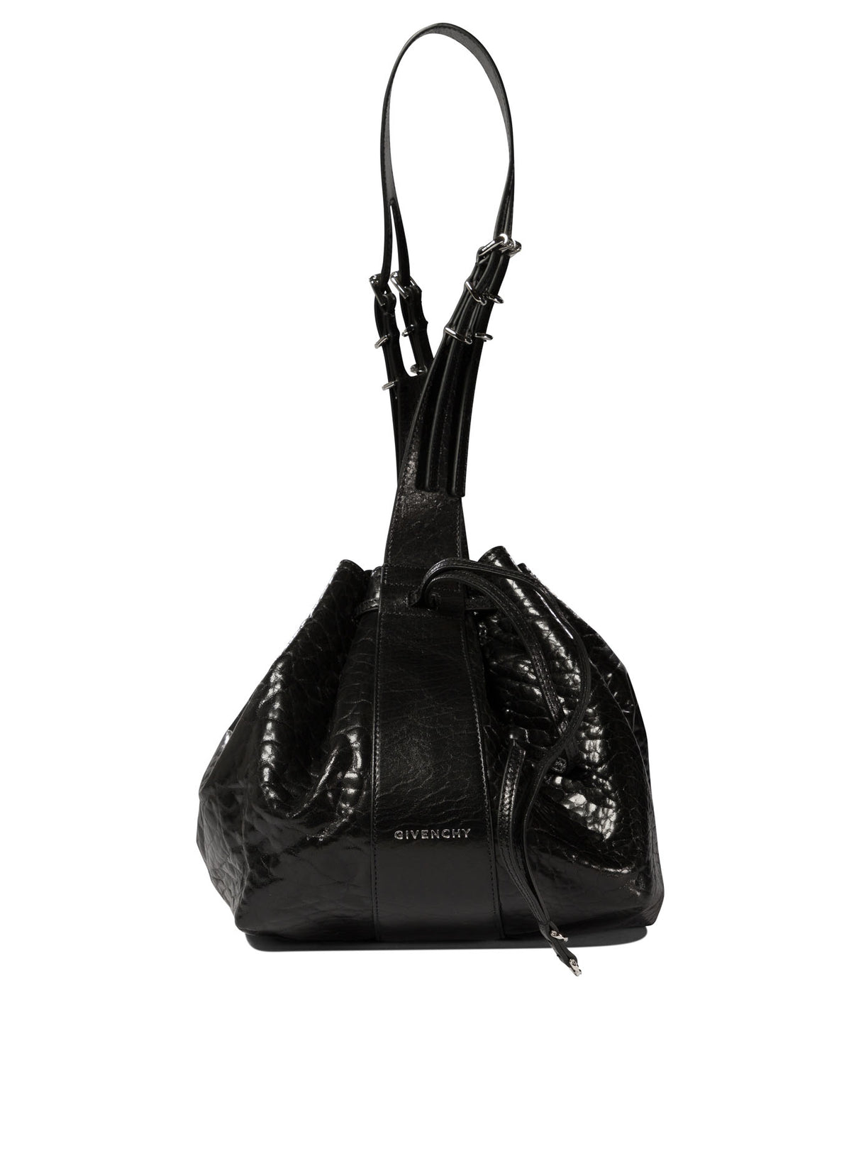 GIVENCHY Medium Pumpkin Shoulder Handbag in Craquelé Patent Leather