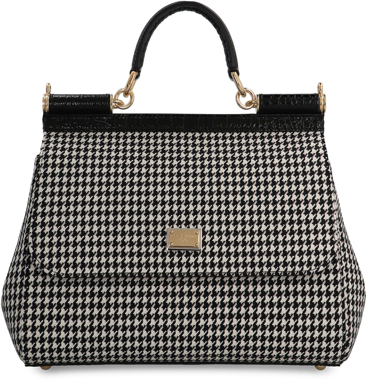 DOLCE & GABBANA Grande Handbag with Houndstooth Pattern - 25 CM