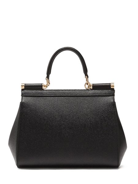 DOLCE & GABBANA Chic Black Calf Leather Top-Handle Mini Shoulder Bag for Women