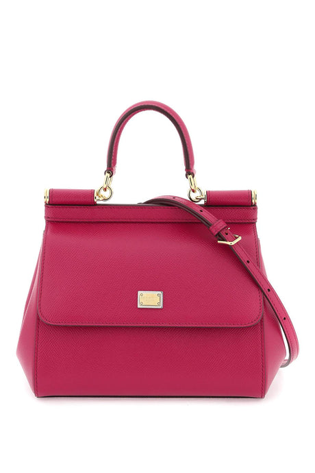 Túi xách vai da bê Sicily Mini màu hồng và tím cho phái nữ