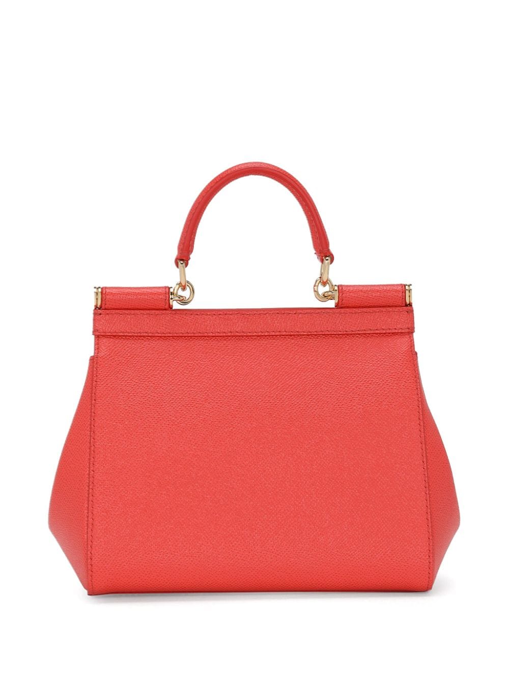 DOLCE & GABBANA Sicily Medium Coral Red Leather Handbag