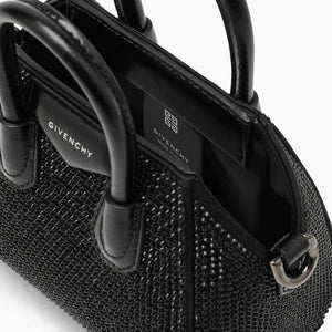 GIVENCHY Black Satin Rhinestone-Covered Micro Handbag for Women - SS24