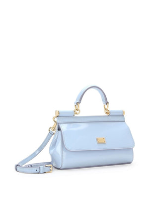 DOLCE & GABBANA Sicily Small Leather Handbag in Baby Blue