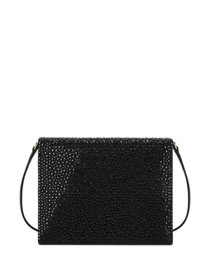 Túi đeo chéo đầy phong cách với đá Swarovski màu đen