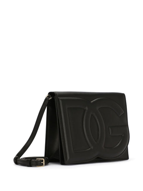 DOLCE & GABBANA Mini Leather Crossbody Handbag with Embossed Logo