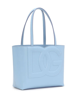 DOLCE & GABBANA Chic Baby Blue Mini Leather Tote