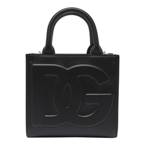 DOLCE & GABBANA Mini Daily Tote Bag in Black Calfskin with Embossed Logo - 17.5x16.5x9 cm