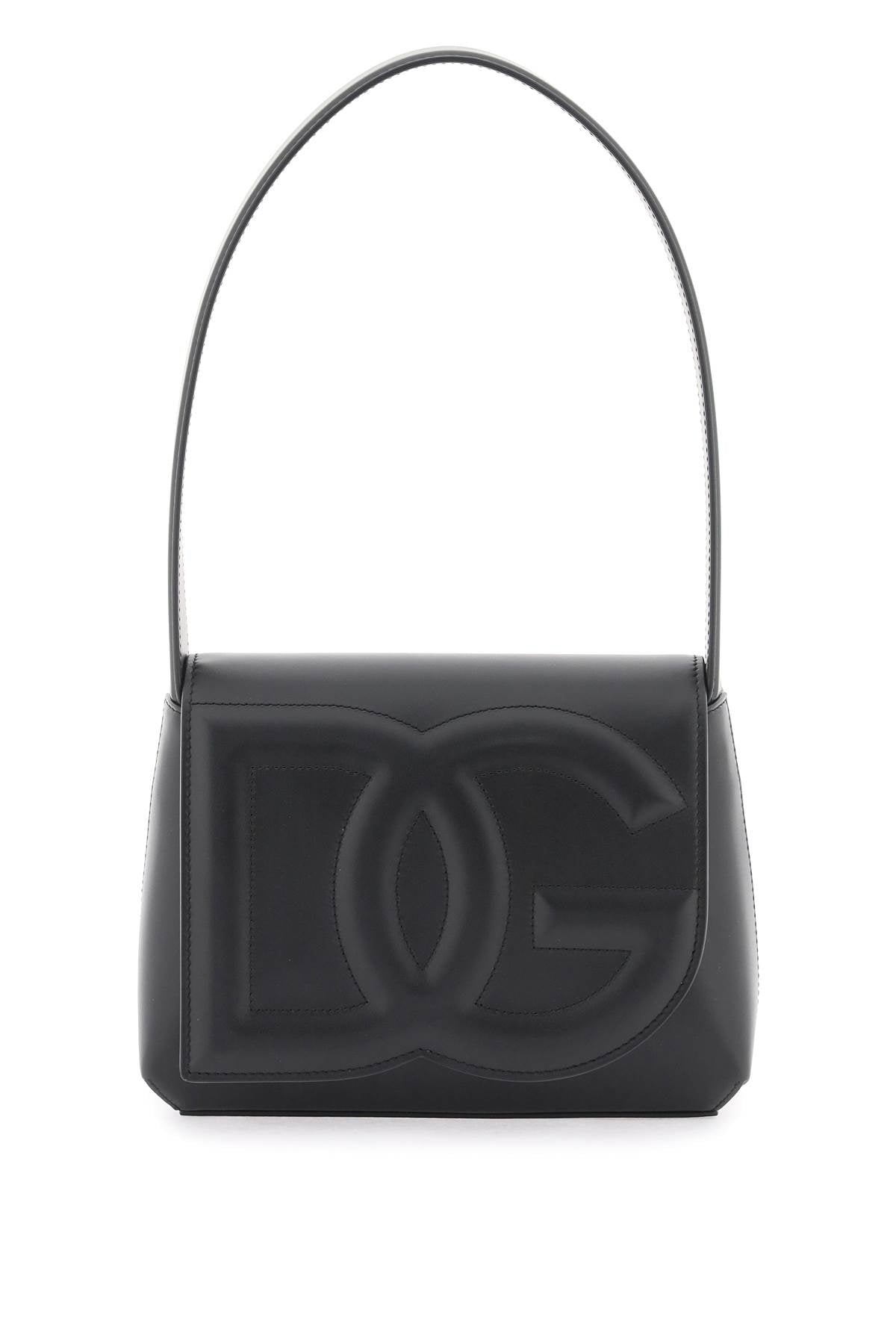 DOLCE & GABBANA Luxurious Leather Shoulder Handbag with DG Logo Embossing