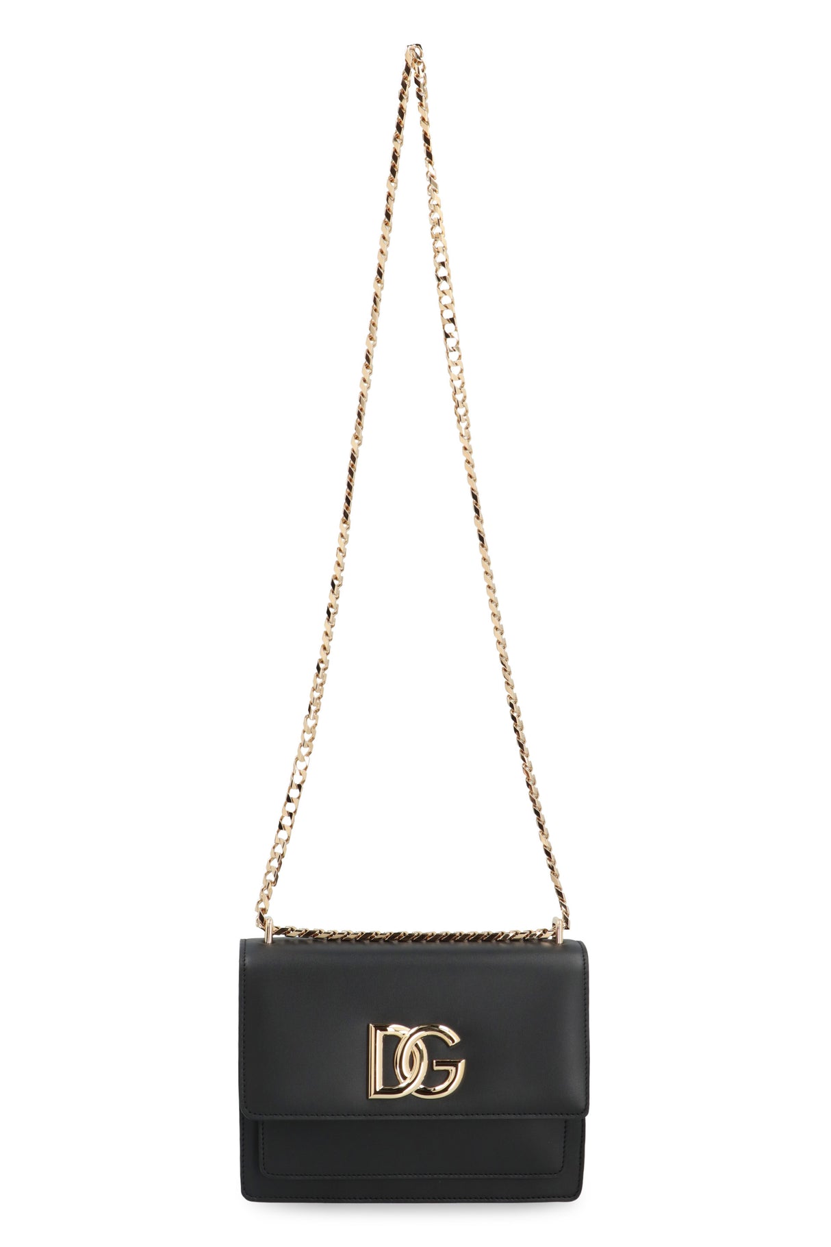 DOLCE & GABBANA Elegant Leather Mini Shoulder Bag 3.5 with Gold-Tone Accents