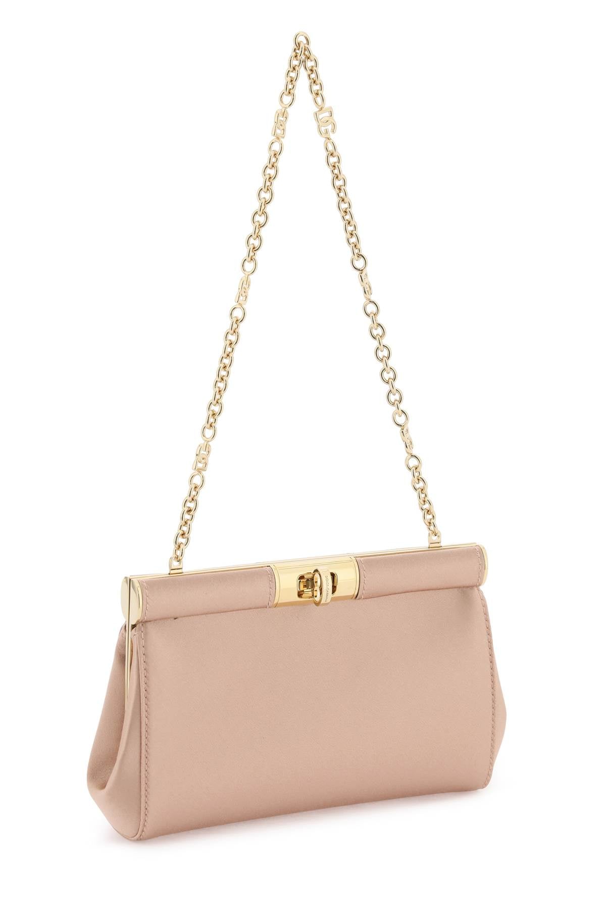 DOLCE & GABBANA Pink Silk and Viscose Marlene Satin Shoulder Bag