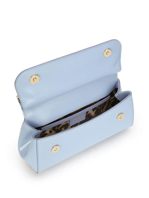 DOLCE & GABBANA Sicilian Shine Mini Leather Handbag in Baby Blue