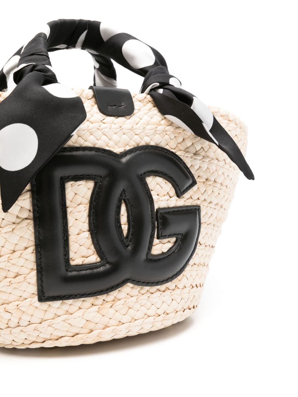 DOLCE & GABBANA Interwoven Straw Bucket Handbag with Wrapped Handles