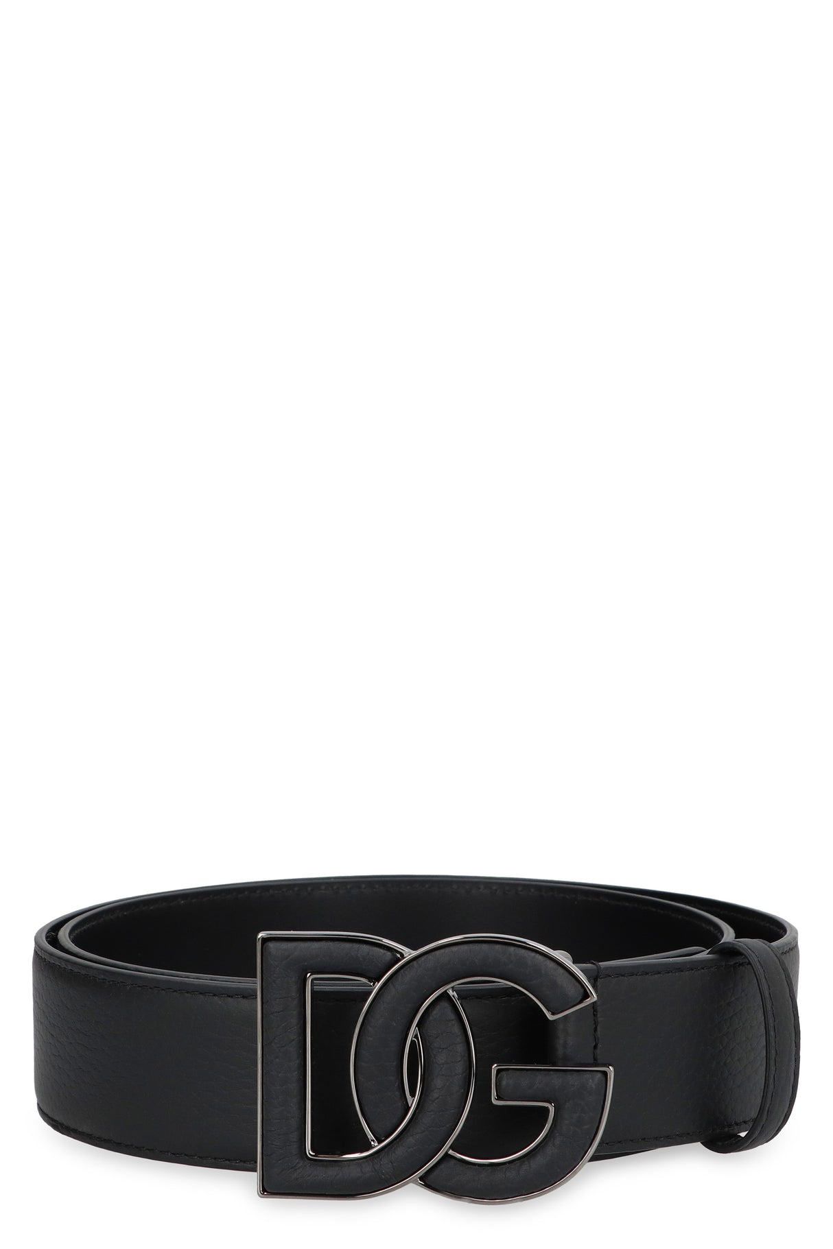DOLCE & GABBANA Stylish Black Deer Print Belt with DG Logo Buckle for Men