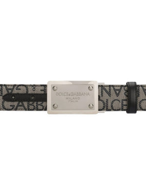 DOLCE & GABBANA Allover Logo Plaque Belt - 3.5 cm Width