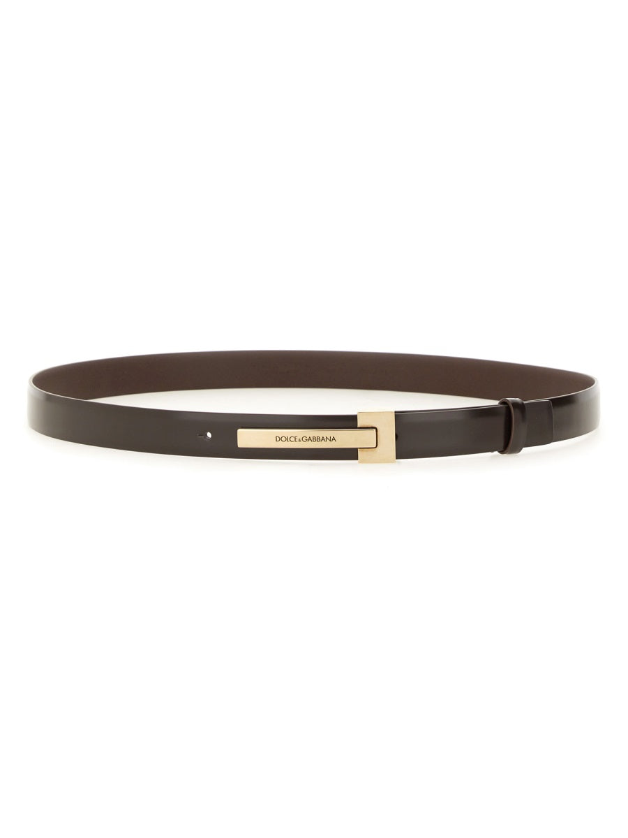 DOLCE & GABBANA Classic Leather Logo Belt for Men