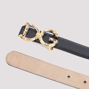 DOLCE & GABBANA Elegant Baroque White Leather Belt for Women