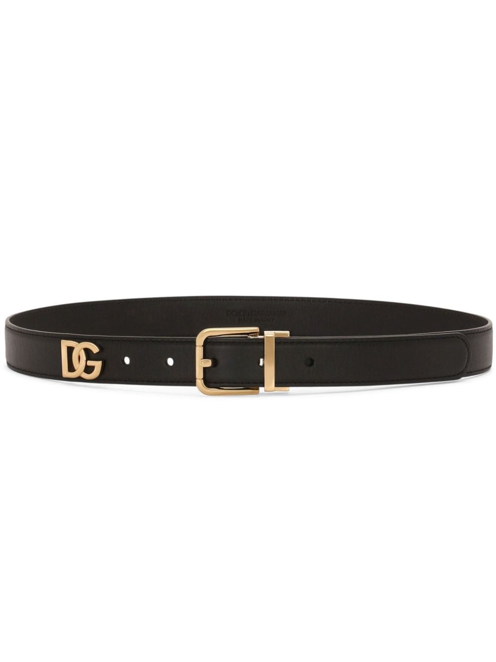 DOLCE & GABBANA Luxury Leather Belt with Gold-Tone Hardware