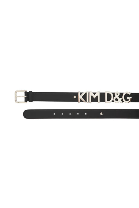 DOLCE & GABBANA Leather Belt with Kim D&G Lettering for Women | SS23 Collection