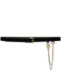 DOLCE & GABBANA Stylish Black Patent Leather Belt with Chain-Link and Padlock Detail, Adjustable Fit for Women - FW23